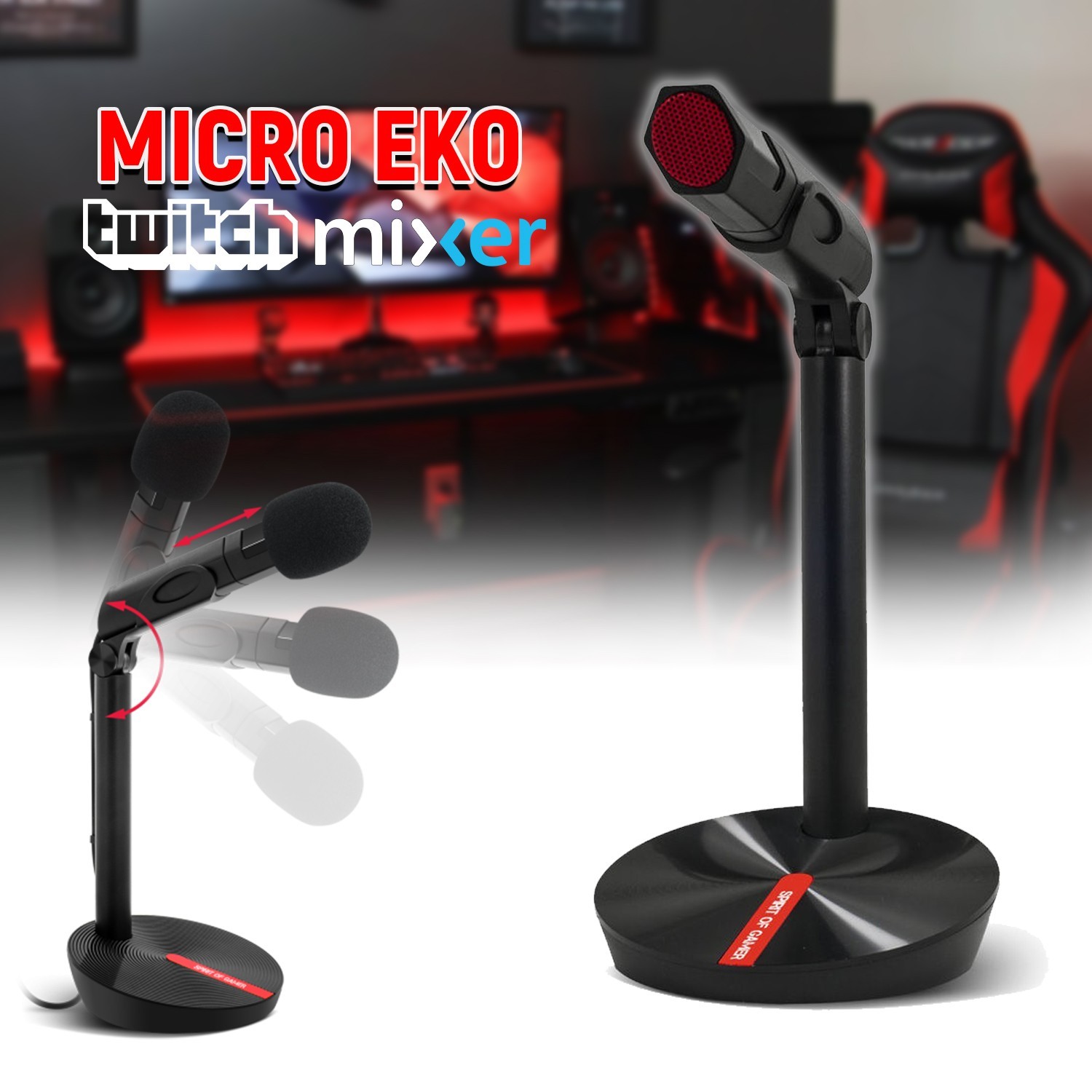 Microphone EKO Gaming et Streaming live (Twitch, Mixer, discord) - PC, MAC,  PS4, XBOX ONE