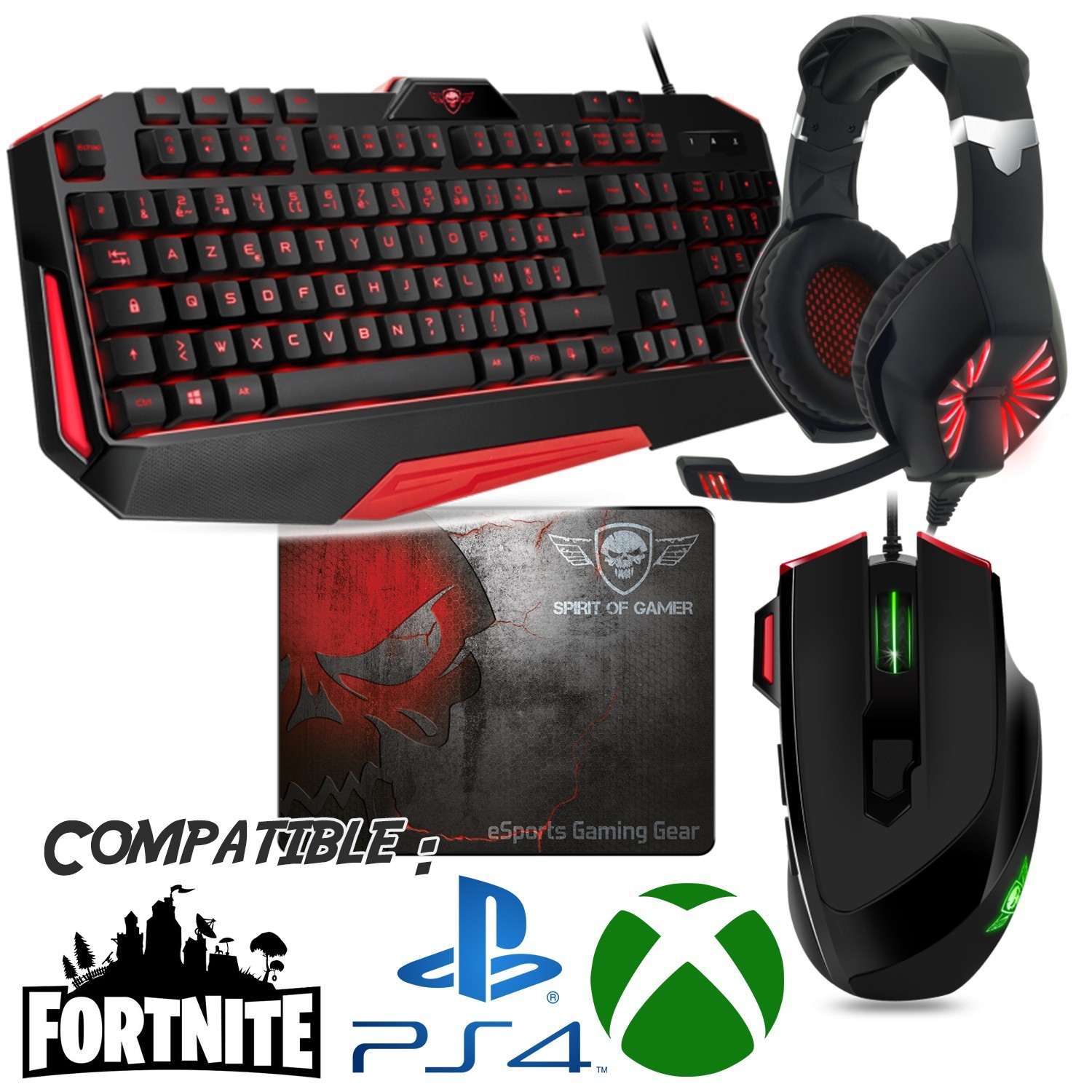 Pack Clavier souris casque MK6 gamer compatible console PS4