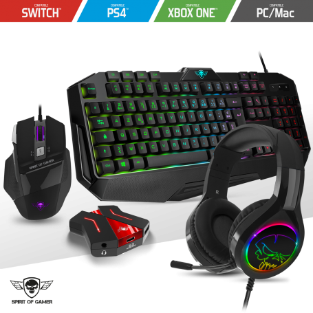 Pack PRO-8 Clavier souris casque RGB gamer compatible console PS4 / Switch  / Xbox one / PC