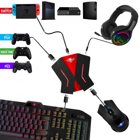 Pack Clavier Souris Casque Tapis Convertisseur Lampe Gaming SWITCH PC PS3  PS4 X 3666388007382