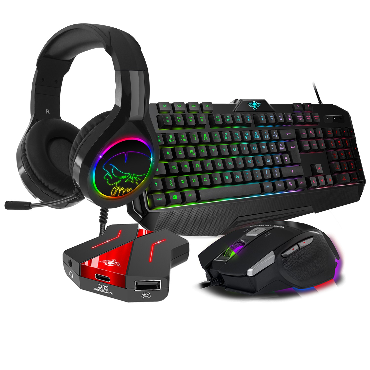 Nsk gaming Pack Pro Gamer Full RGB Clavier, Souris, Tapis et Casque -  Compatible PC / PS4 /Xbox One/Xbox Series S