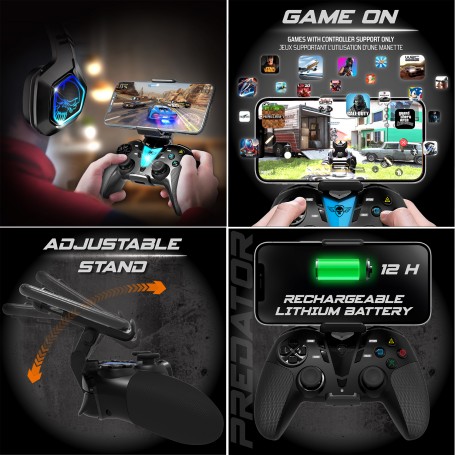 Manette Bluetooth PREDATOR pour Smartphone / PC / PS3 & 4/ Android