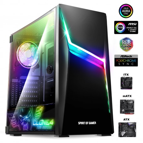 Boitier PC gamer Ghost one RGB EDITION 60 modes , compatible carte mère  ATX, mATX, jusqu'à 4 baies